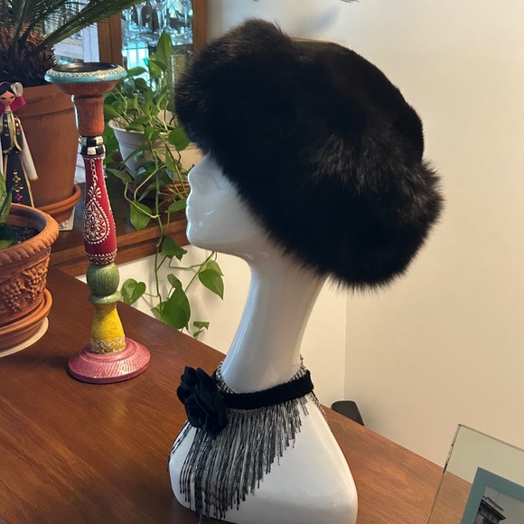 TheFurVault Lenore Marshall Ranch Mink Hat With Fox Trim, AOS, New with Tags main image 16